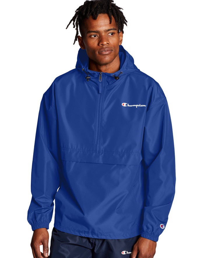 Champion Packable Script Logo Erkek Ceket Mavi ( GWKRZN518 )